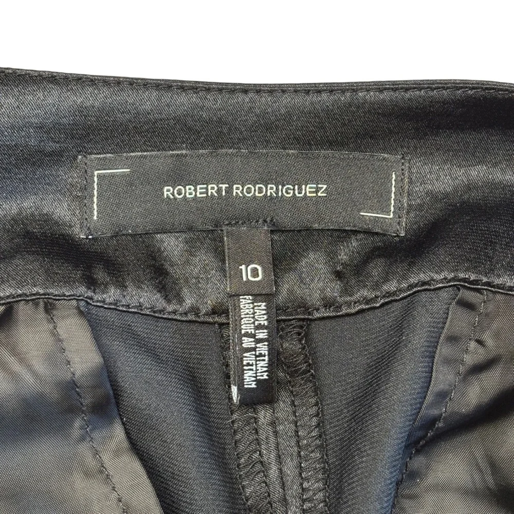 Robert Rodriguez Womens Black Satin Wide Leg Culottes Pleated Shorts Sz 10
